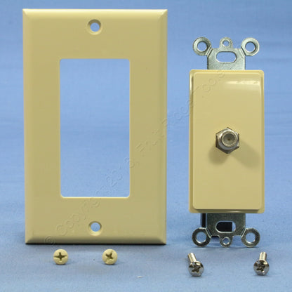 Leviton C2448-I Ivory 1-Gang F-Connector Unbreakable Standard Wallplate Cover