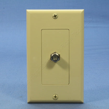 Leviton C2448-I Ivory 1-Gang F-Connector Unbreakable Standard Wallplate Cover