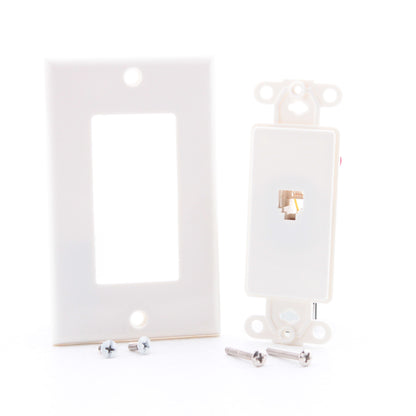 Leviton C2449-W White 4-Wire Telephone Jack Wallplate Decora Insert Cover 5-pack