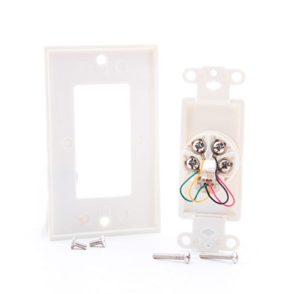 Leviton C2449-W White 4-Wire Telephone Jack Wallplate Decora Insert Cover 5-pack