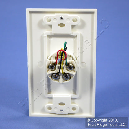 Leviton C2449-W White 4-Wire Telephone Jack Wallplate Decora Insert Cover 5-pack