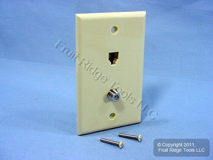Leviton Ivory Phone Video Cable CATV Jack Wall Plate 4-Wire C2450-I