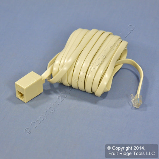 Leviton C2606-25I Ivory 25 Ft 6-Wire Phone Line Extension Cord RJ14 RJ11