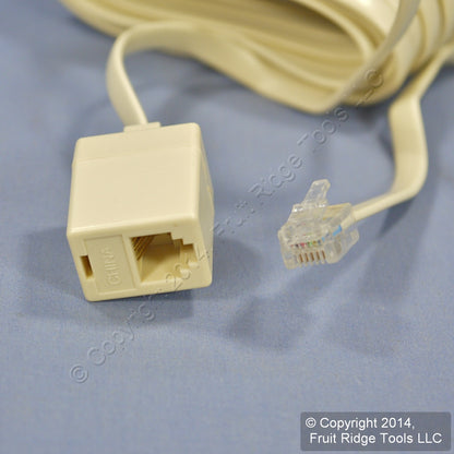 Leviton C2606-25I Ivory 25 Ft 6-Wire Phone Line Extension Cord RJ14 RJ11