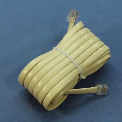 5 Leviton Ivory 15' Phone Line Extension Cords 6-Wire RJ11 RJ14 RJ25 C2613-15I