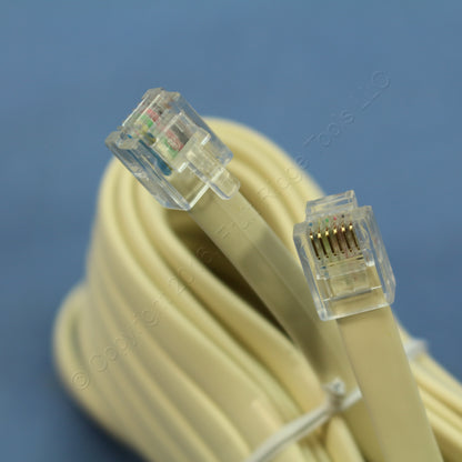 5 Leviton Ivory 15' Phone Line Extension Cords 6-Wire RJ11 RJ14 RJ25 C2613-15I