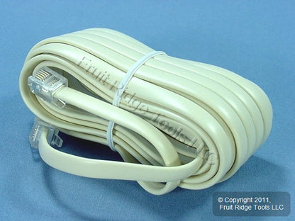 Leviton Ivory 15' Phone Extension Cord Line 6-Wire RJ11 RJ14 RJ25 C2613-15I