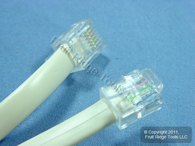 Leviton Ivory 15' Phone Extension Cord Line 6-Wire RJ11 RJ14 RJ25 C2613-15I