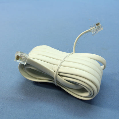 18 Leviton White 15' Phone Line Extension Cords 6-Wire RJ11 RJ14 RJ25 C2613-15W