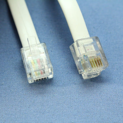 18 Leviton White 15' Phone Line Extension Cords 6-Wire RJ11 RJ14 RJ25 C2613-15W