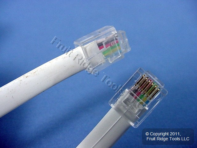 5 Leviton White 25' Phone Cords Telephone Lines 6-Wire Modular C2613-25W