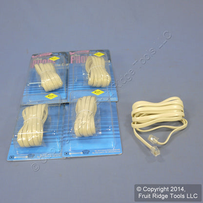5 Leviton Ivory 7' Phone Cords Telephone Lines 6-Wire C2613-7I