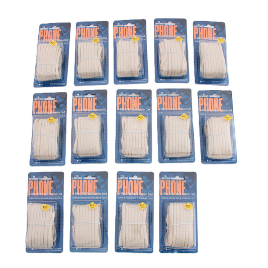 Leviton C2627-25I Ivory 25' Duplex Phone Line Extension Cords 6Wire RJ11 14-Pack