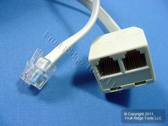 Leviton C2627-25I Ivory 25' Duplex Phone Line Extension Cords 6Wire RJ11 14-Pack