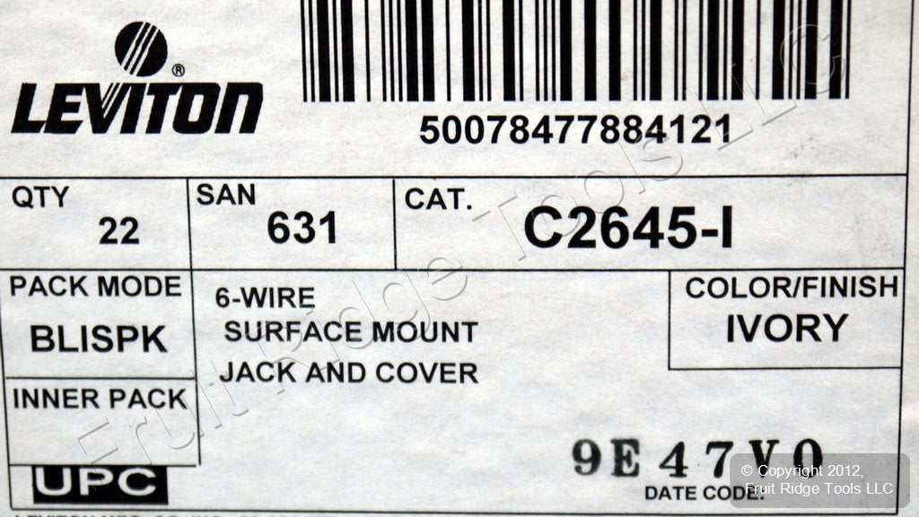 22 Leviton Ivory 6-Wire Surface Mount Phone Jacks Telephone C2645-I