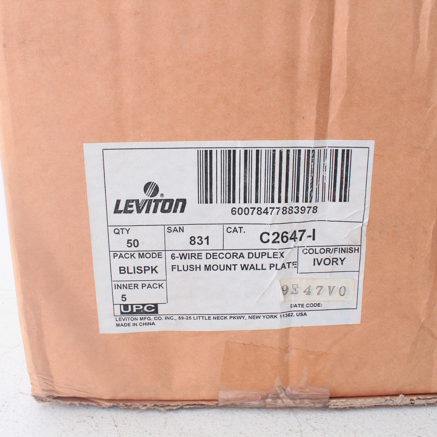 Leviton C2647-I Decora Ivory 6-Wire Dual Phone Jack Wallplates 50-Pack