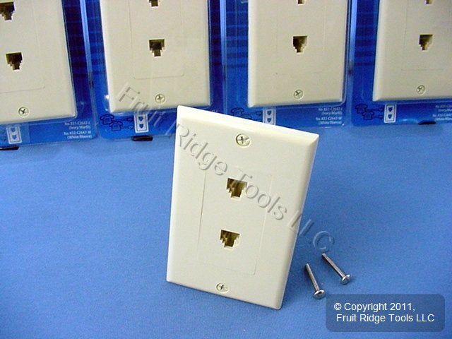 5 Leviton Decora Ivory 6-Wire Duplex Phone Jack Wallplates C2647-I