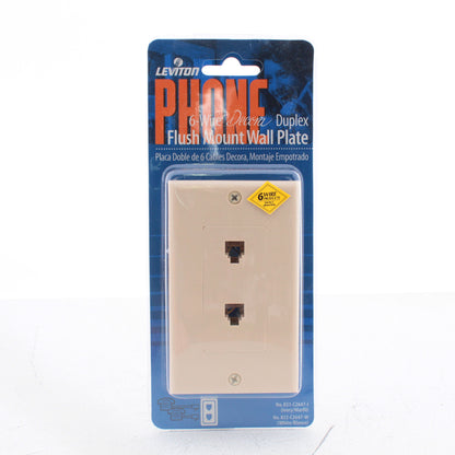 Leviton C2647-I Decora Ivory 6-Wire Duplex Phone Jack Nylon Wallplates