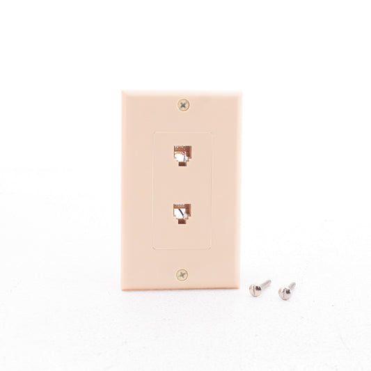Leviton C2647-I Decora Ivory 6-Wire Duplex Phone Jack Nylon Wallplates