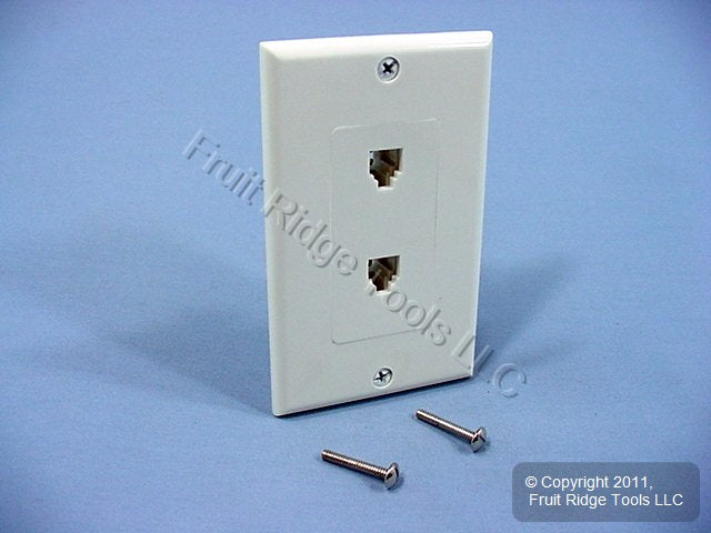 5 Leviton Decora White 6-Wire Duplex Phone Jack Wallplates C2647-W