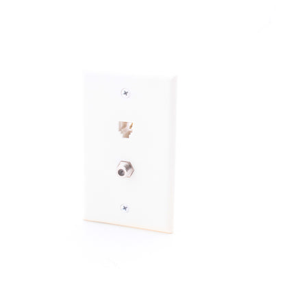 Leviton White TV/Phone Jack Plate Coax CATV 6-Wire C2650-W