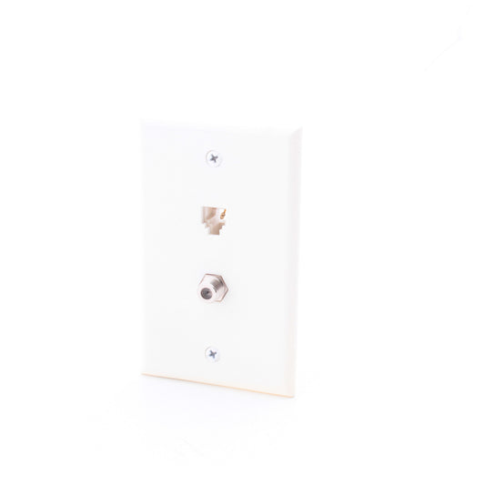 Leviton White TV/Phone Jack Plate Coax CATV 6-Wire C2650-W