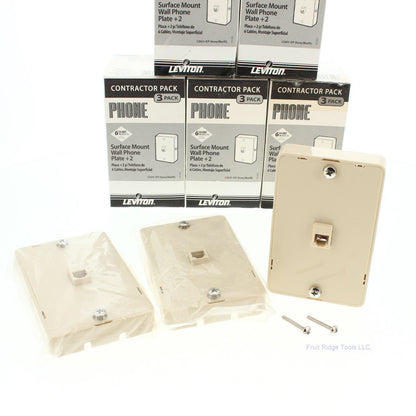 18 Leviton Ivory Wall Mount Jack Mounting Plates w/Side TELEPHONE JACKS C2655-I