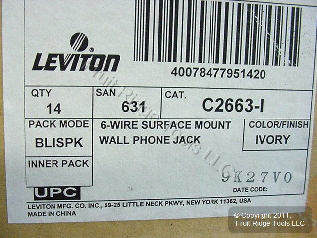 14 Leviton Ivory Wall Phone Mounting Plate Jacks C2663-I