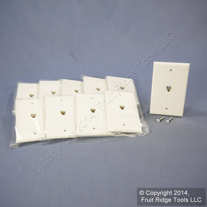 10 Leviton White Phone RJ11 Jack Wallplates 6-Wire Telephone 6P6C C2675-W