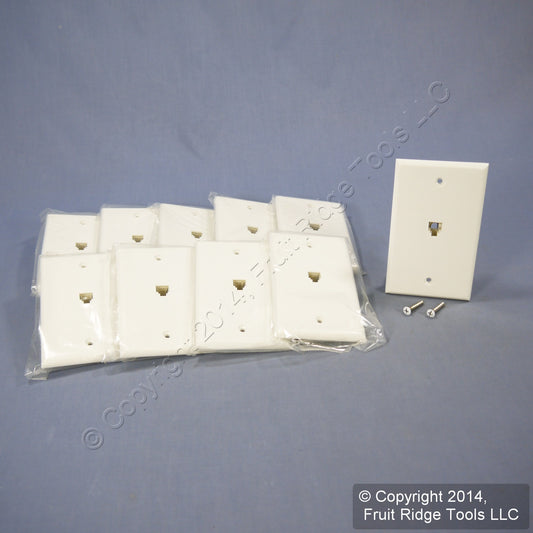 10 Leviton White Phone RJ11 Jack Wallplates 6-Wire Telephone 6P6C C2675-W