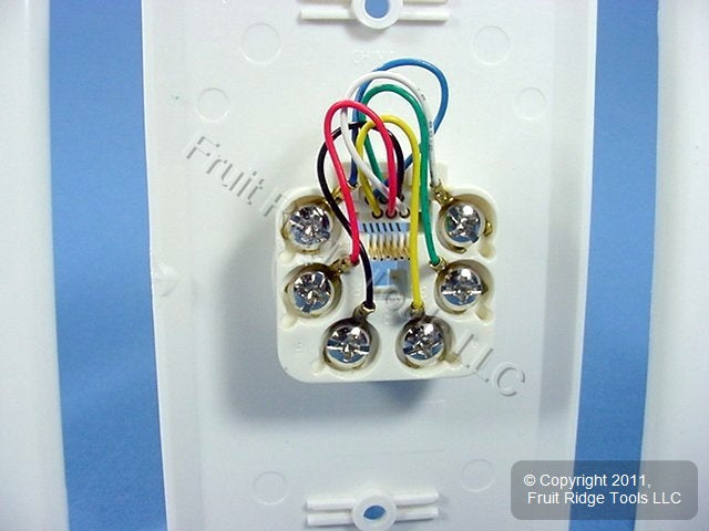 5 Leviton White Phone Jack Wallplates 6-Wire Telephone C2675-W