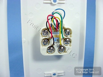 5 Leviton White Phone Jack Wallplates 6-Wire Telephone C2675-W