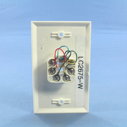 Leviton C2675-W White 1-Gang 6-Wire Telephone RJ11 Jack Nylon Standard Wallplate