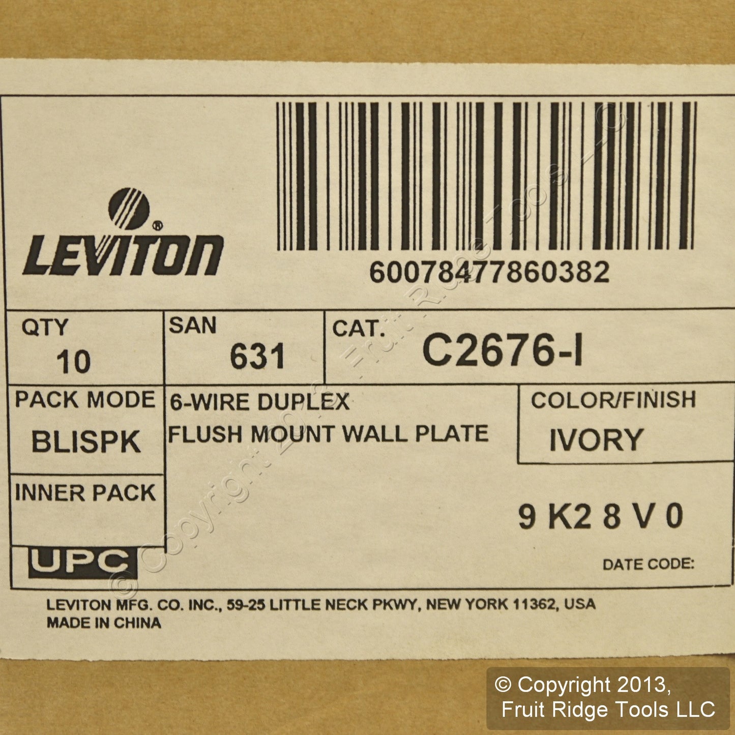 10 Leviton Ivory Duplex Phone Jack Wallplates 6-Wire Telephone C2676-I