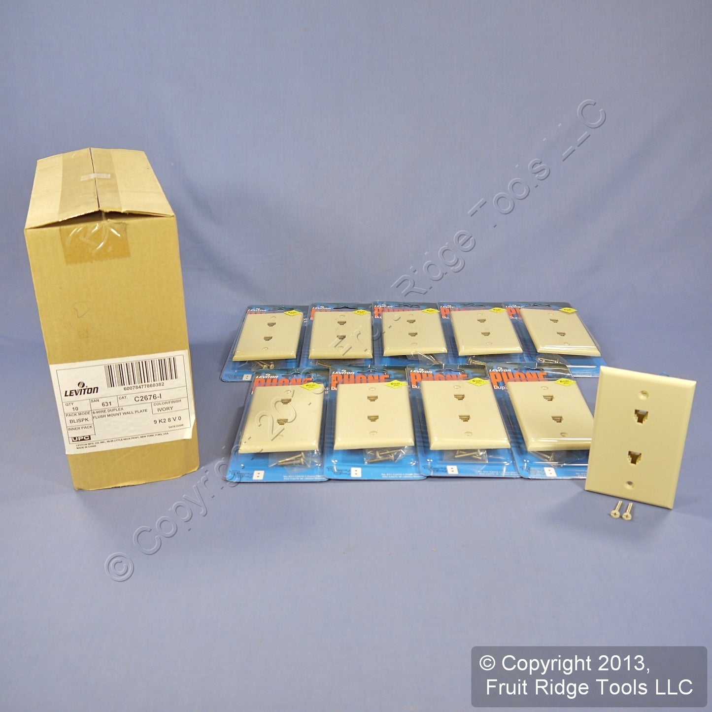 10 Leviton Ivory Duplex Phone Jack Wallplates 6-Wire Telephone C2676-I