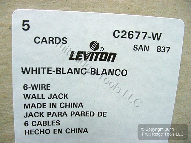 5 Leviton White Decora Phone Jack Wallplates 6-Wire Modular Telephone C2677-W