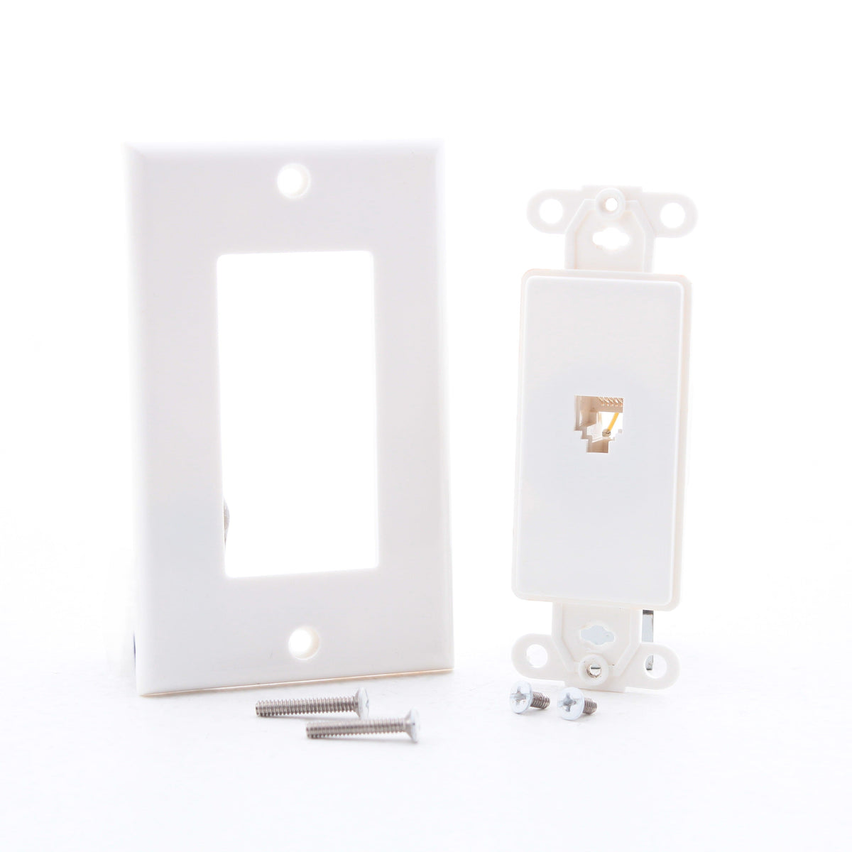 5 Leviton White Decora Phone Jack Wallplates 6-Wire Modular Telephone C2677-W