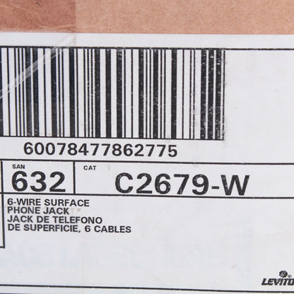 Leviton White Surface Mount Quick Connect 6-Wire Phone Jack Telephone C2679-W