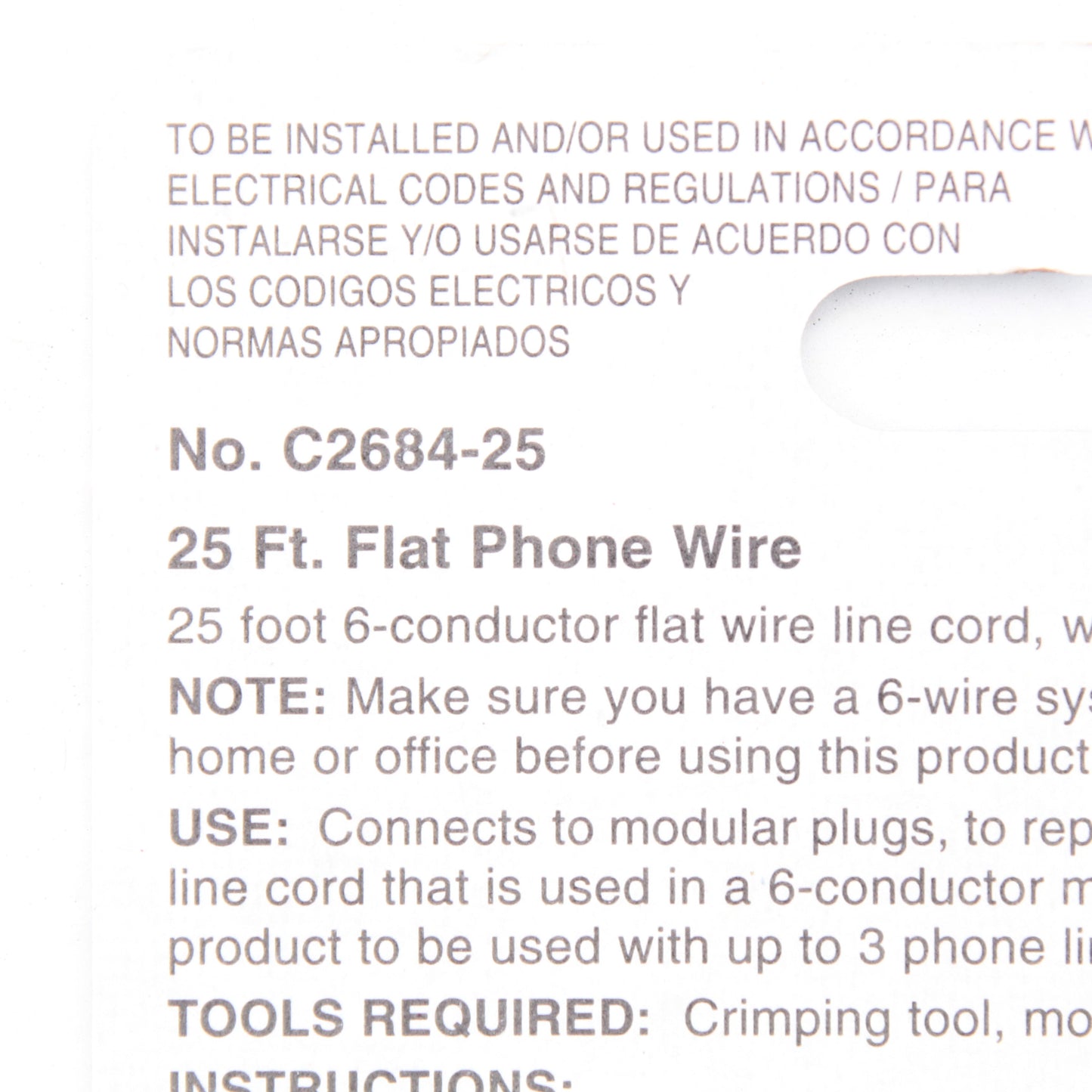 50 Leviton Ivory 25' Flat Phone Line Cords 6-Wire Telephone C2684-25I