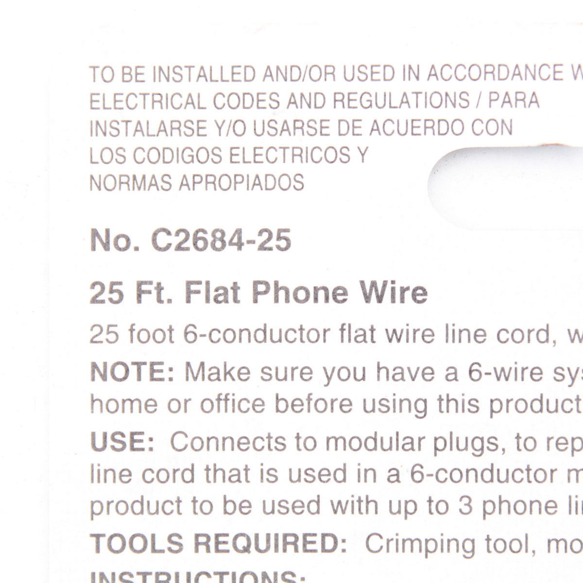 50 Leviton Ivory 25' Flat Phone Line Cords 6-Wire Telephone C2684-25I