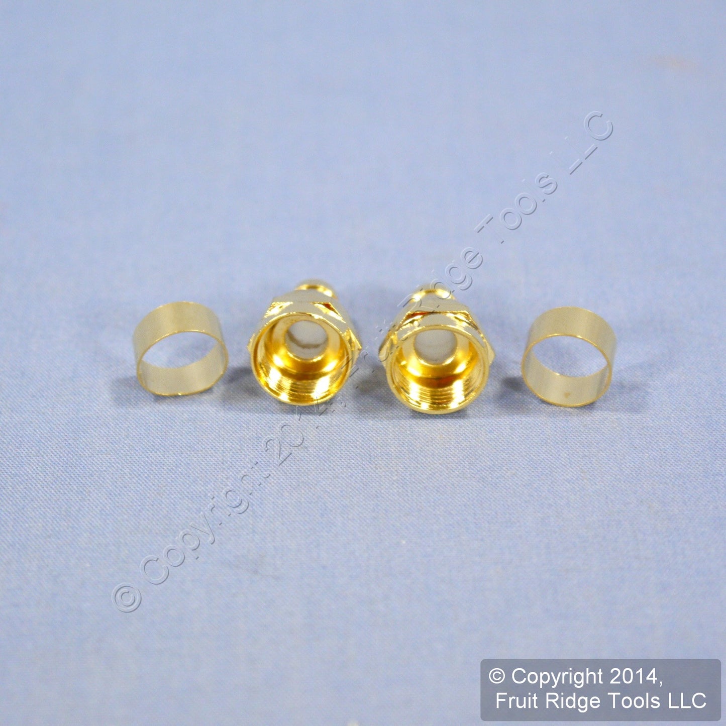 2 Leviton Gold Video 75 Ohm Crimp On RG6 F-Type Cable Plug Ends w/ Rings C5007-G