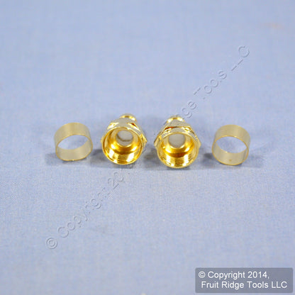2 Leviton Gold Video 75 Ohm Crimp On RG6 F-Type Cable Plug Ends w/ Rings C5007-G