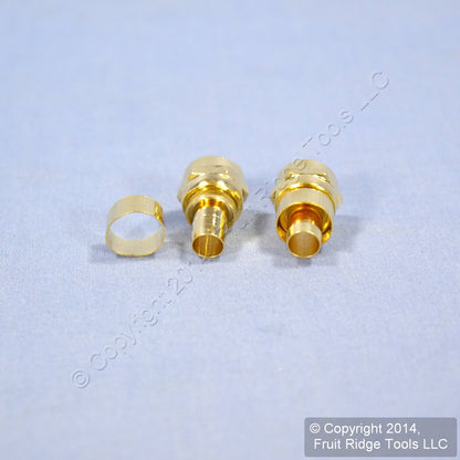 2 Leviton Gold Video 75 Ohm Crimp On RG6 F-Type Cable Plug Ends w/ Rings C5007-G