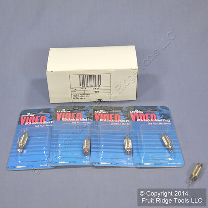 5 Leviton Silver RCA to Mini Plug Adapters 3.5mm Mono C5202