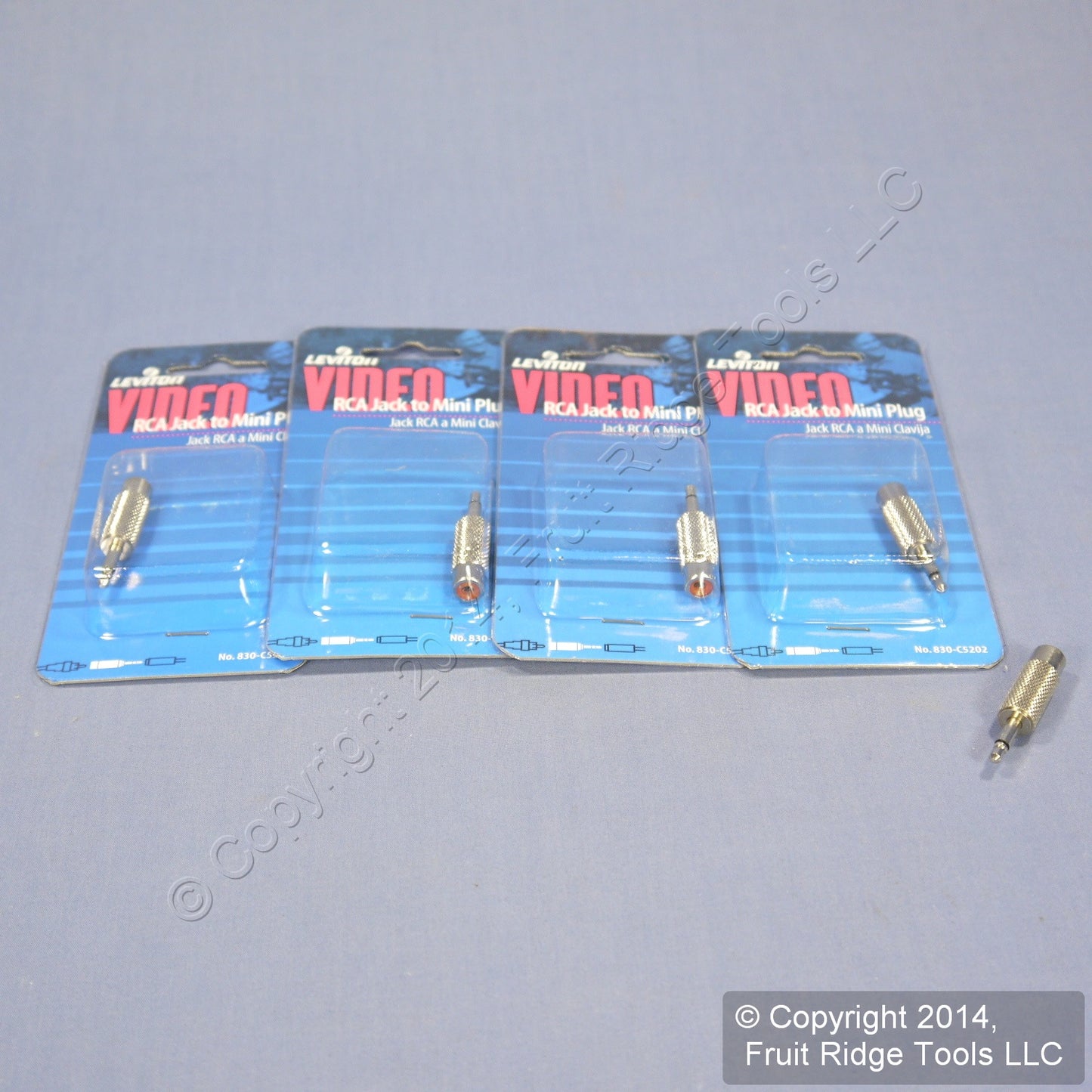 5 Leviton Silver RCA to Mini Plug Adapters 3.5mm Mono C5202