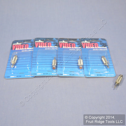 5 Leviton Silver RCA to Mini Plug Adapters 3.5mm Mono C5202