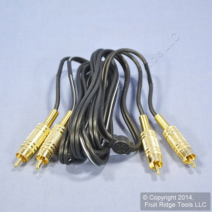Leviton 6 Ft Video Mono Audio Dubbing RCA Patch Cables GOLD Plated C5245-6GO