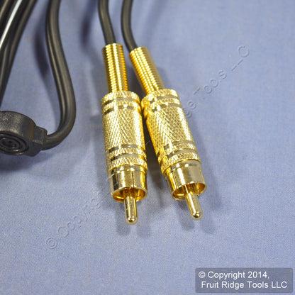 Leviton 6 Ft Video Mono Audio Dubbing RCA Patch Cables GOLD Plated C5245-6GO