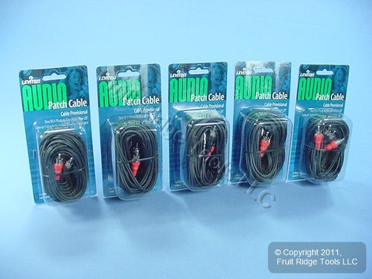 5 Leviton 25 ft Audio Stereo Video Dub Patch Cable RCA Plugs Shielded C5451-25