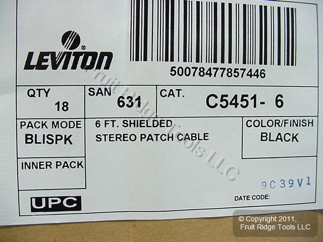 18 Leviton 6ft Audio Stereo Video Transfer Patch Cable RCA Plug Shielded C5451-6